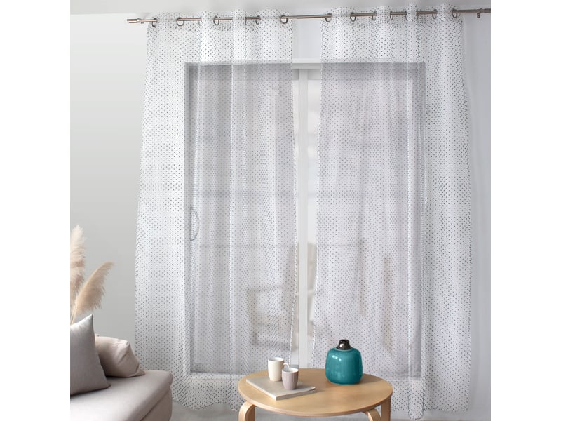  Voilages fenêtres, à œillets, blanc et vert jade, 140x240cm, lot de 2, plumetis, collection lolita, cmadeco - blanc LOT2-H70807BCVTJV140240 - Conforama B