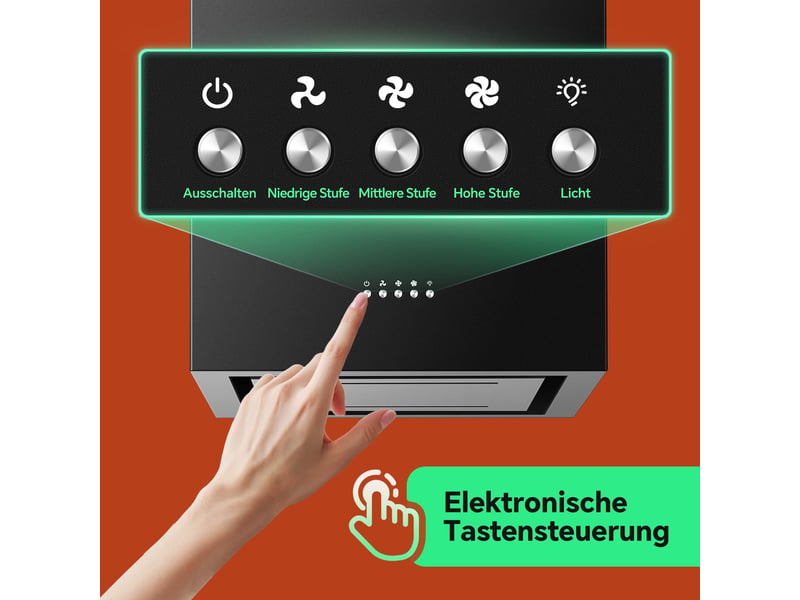  Hotte îlot noire 800 m³h avec recyclage, filtre à charbon actif et éclairage led, 3 vitesses avec boost pour cuisine sans sortie extérieure  - Conforama D
