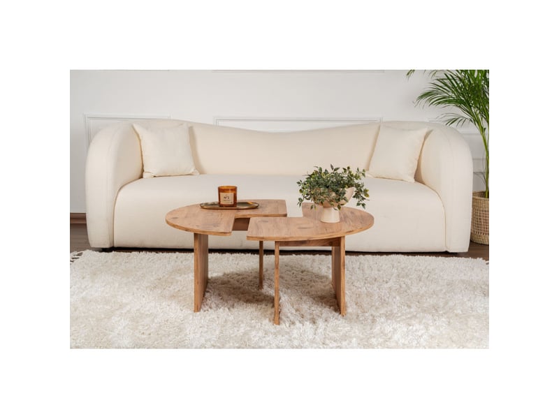  Table basse ronde en bois mdf mélaminé pin atlantique ø90 x 41 cm  - Conforama C