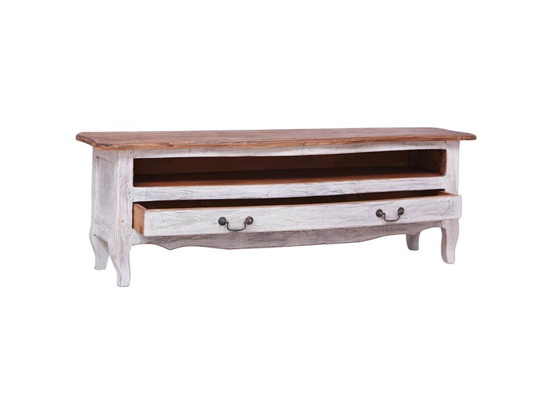  Meuble tv - banc tv - meuble de rangement 120x30x40 cm blanc bois d'acajou massif  - Conforama A