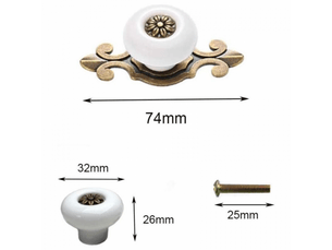 Poignée de porte coulissante - poignée pour meuble - céramique - 8 pièces - blanc
