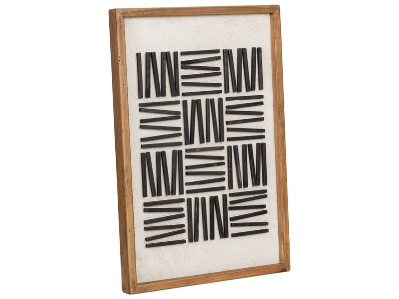  Tableau artisanal en bois recyclé relief noir et blanc 42x4x62 cm h  - Conforama A