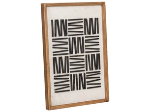 Tableau artisanal en bois recyclé relief noir et blanc 42x4x62 cm h