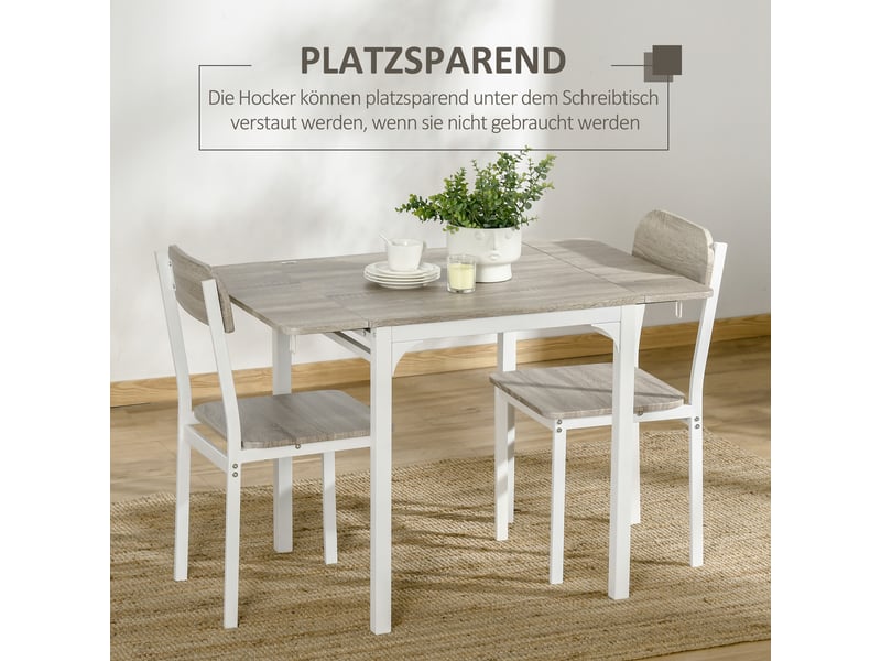 Ensemble table et chaises avec 1 table pliante et 2 chaises - gain de place - mdf - naturel - Conforama E