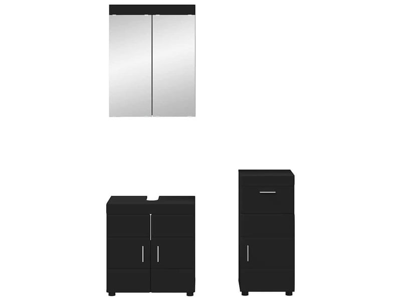 Ensemble de mobilier de salle de bain tulum 3 pièces noir cf64726 - Conforama C