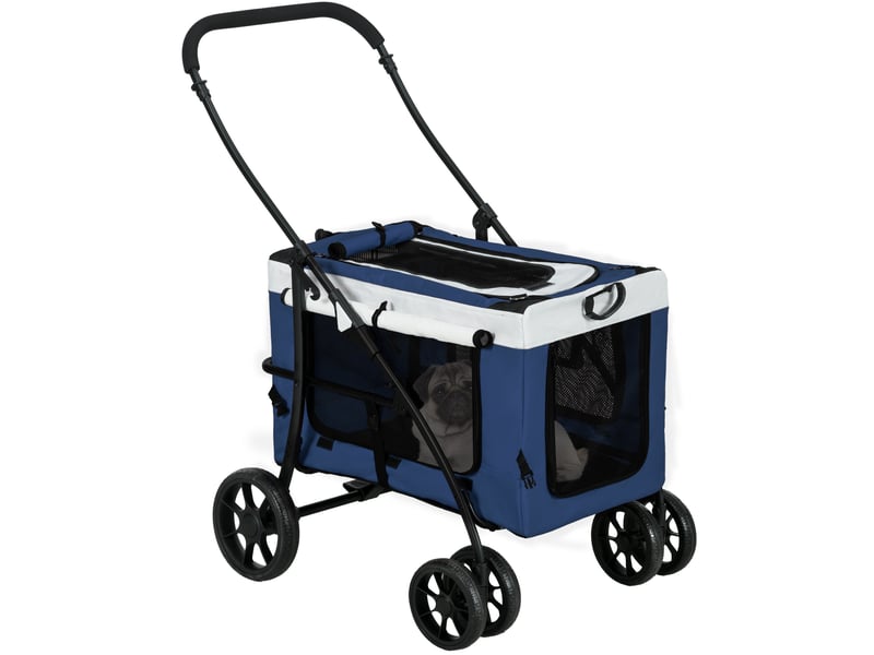  Poussette enfent 2-en-1 81 x 58 x 97,5 cm – bleue – panier amovible pliable, 2 laisses de sécurité  - Conforama A