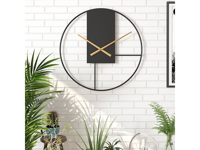 Horloge murale industrielle rétro 50 cm en métal gris mouvement silencieux décoration intérieure chicfurn - Conforama E