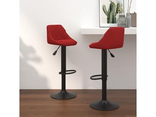 Lot de 2 tabouret de bar, chaise de bar rouge bordeaux velours shl42501