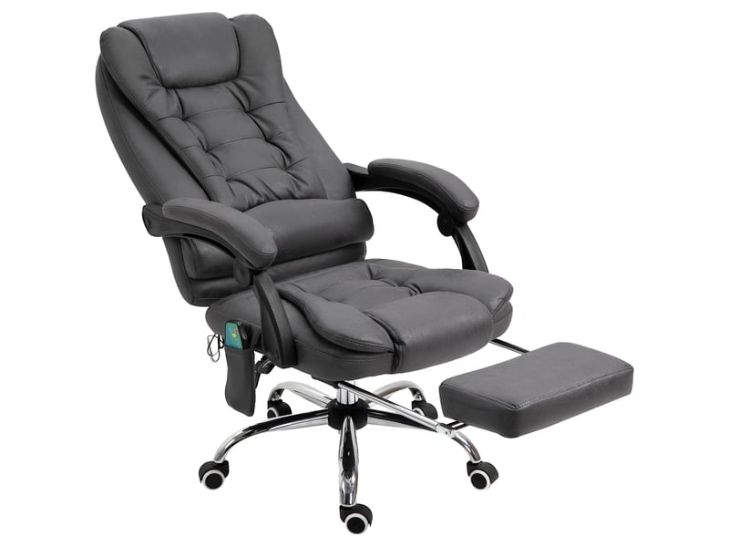  Fauteuil de bureau inclinable et massant avec fonction chauffante et hauteur réglable, gris  - Conforama B
