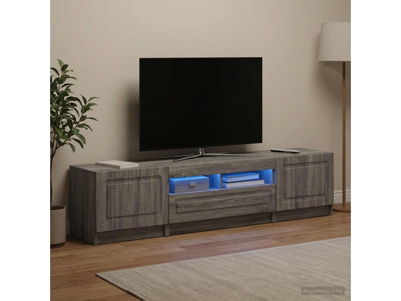  Meuble tv - banc tv - meuble de rangement led utrecht 3 pcs sonoma gris bois d'ingénierie  - Conforama B