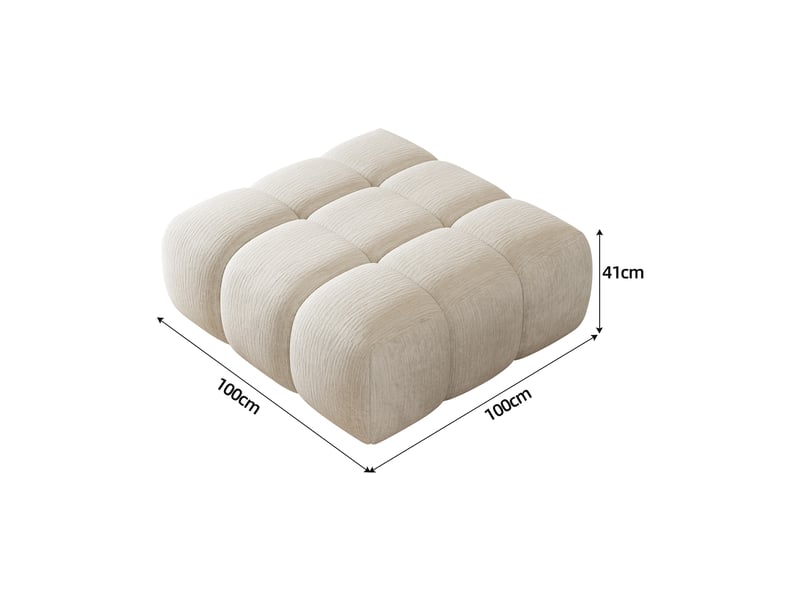  Canapé modulable en mousse sans cadre avec pouf blanc  - Conforama C