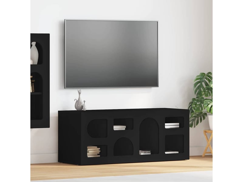  Meuble tv - banc tv - meuble de rangement elst 100 x 35 x 40 cm noir bois d'ingénierie  - Conforama B