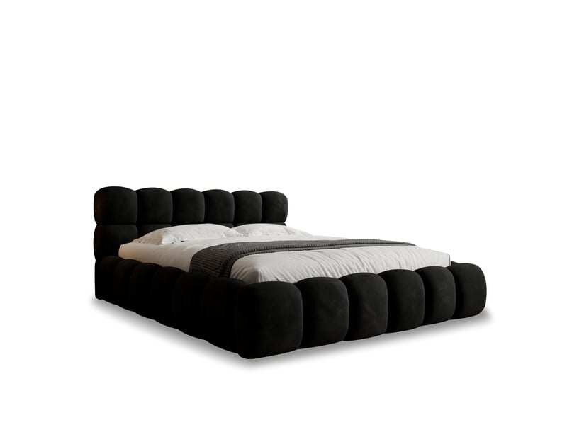  Lit coffre tomaso 180cm velours noir  - Conforama A