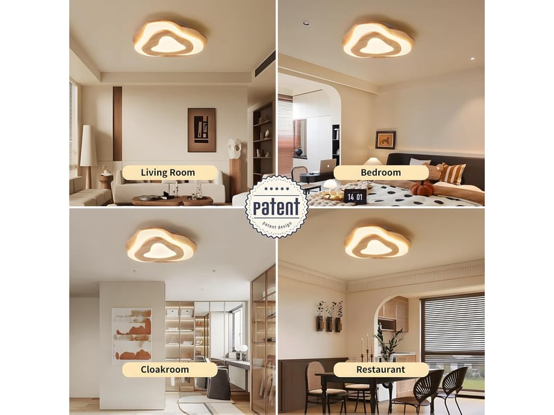  Plafonnier led en bois nuages ø40cm lumière chaude  - Conforama D