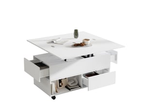 Table basse rectangulaire coloris blanc FLORAGRACE  - 50 cmx100 cm