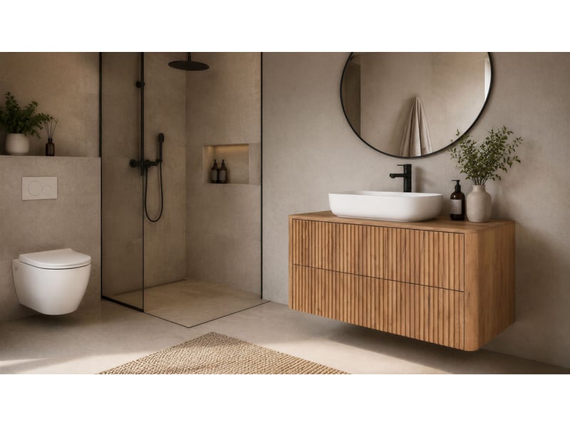  Plan de travail linea 120 cm chêne craft d'or pour meuble de salle de bain avec angles arrondis  - Conforama B