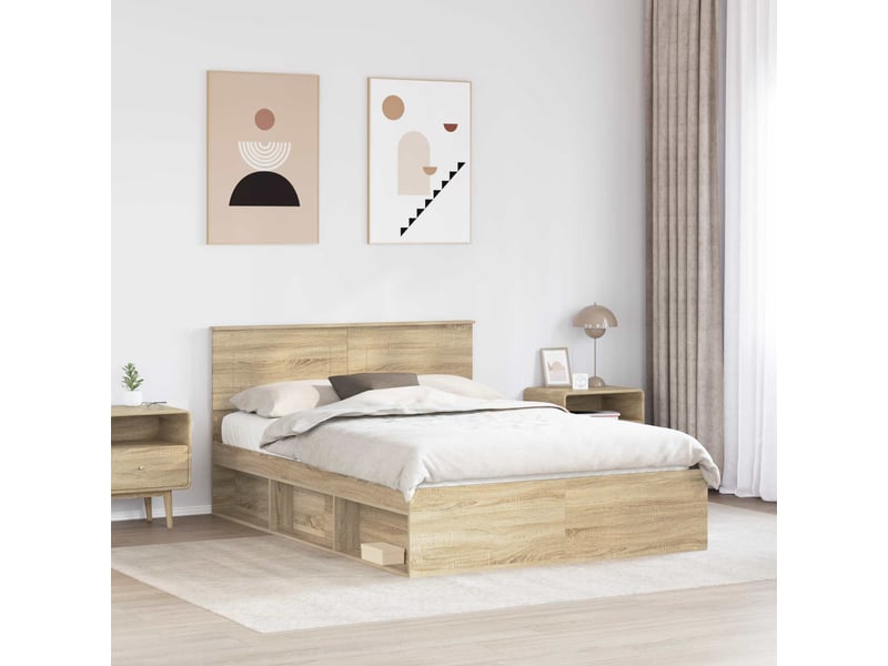  Lit double- lit adulte -  cadre de lit sonoma 140 x 190 cm bois d'ingénierie  - Conforama B