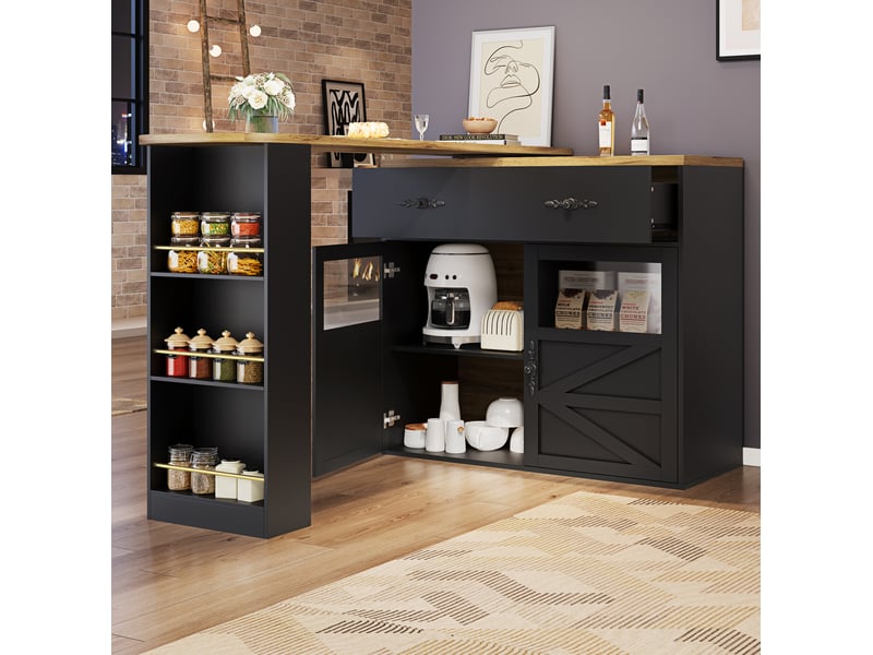 Table de bar extensible 138x39x104 cm pivotante 360° mdf noir  - Conforama B