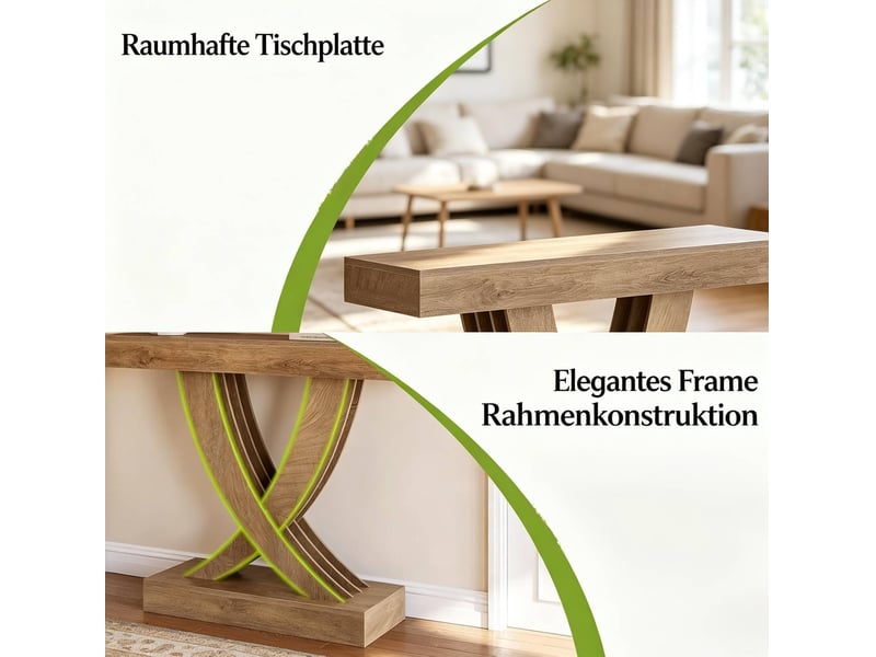  Table console 110x30x85 cm – marron – style rustique avec piétement x – charge 100 kg  - Conforama E