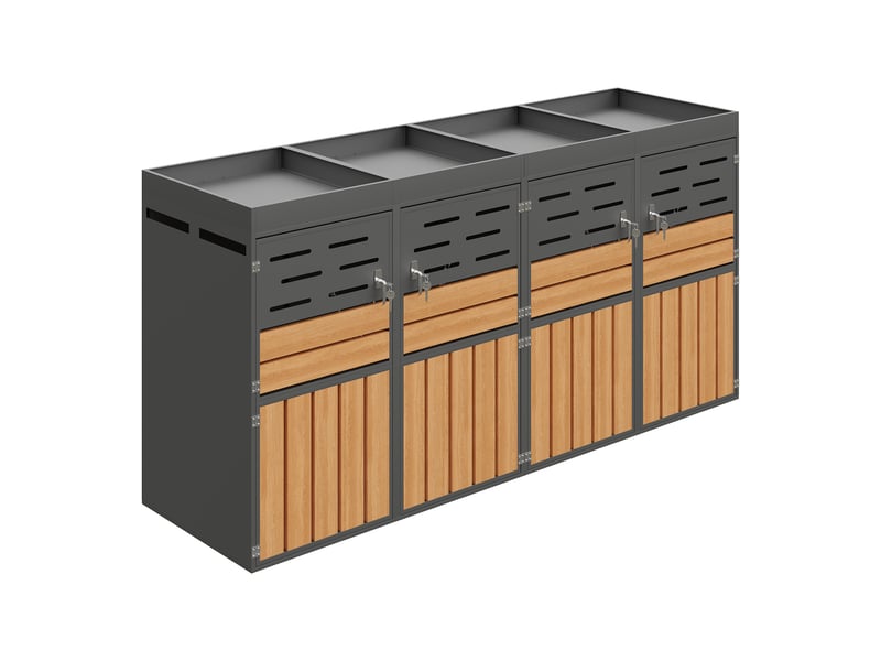  Armoire de jardin multifonctionnelle, coffre extérieur avec jardinière, gris, rangement ventilé  - Conforama D