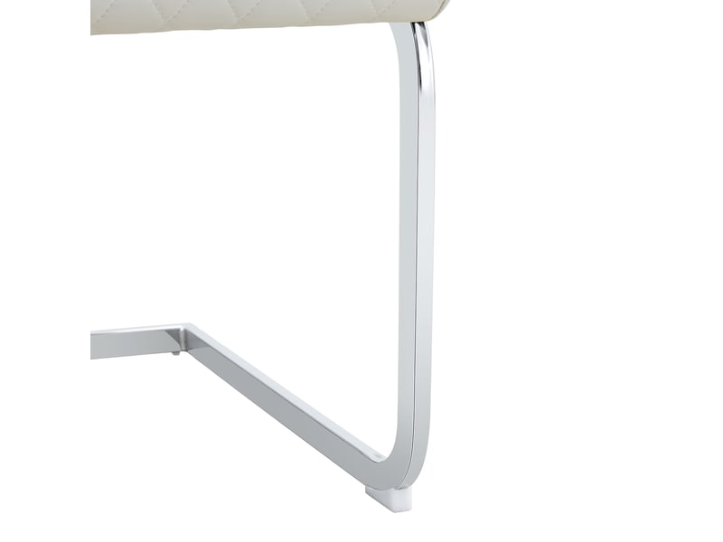  Set de 2 chaises de salle à manger en tissu à motif losange blanc, dossier haut et assise rembourrée, piètement métal argenté antidérapant et résistant, idéal pour restaurant  - Conforama E
