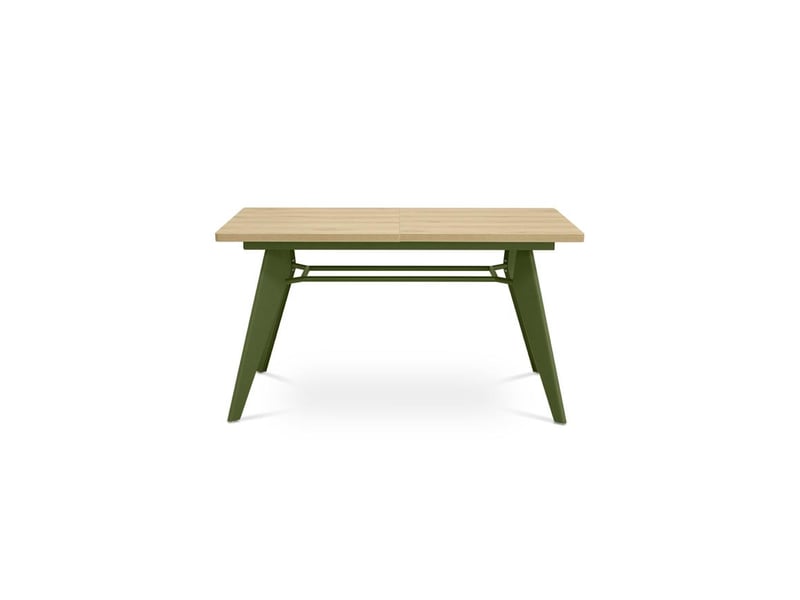  Table à manger extensible 140180cm pieds métal kaki et plateau finition chêne meloe MELOE - Conforama A