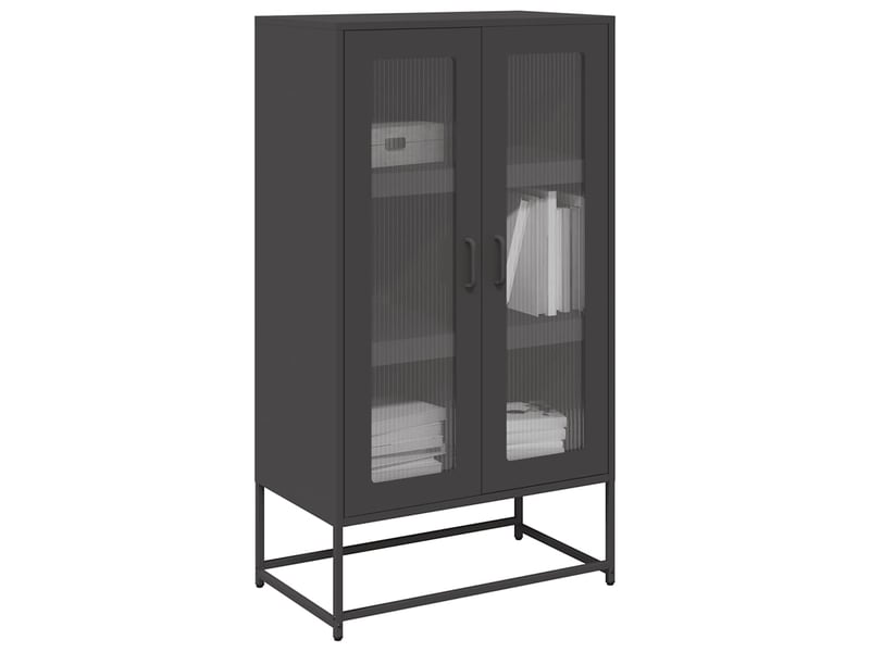  Buffet haut - bahut - meuble de rangement noir 68x39x123 cm acier  - Conforama B