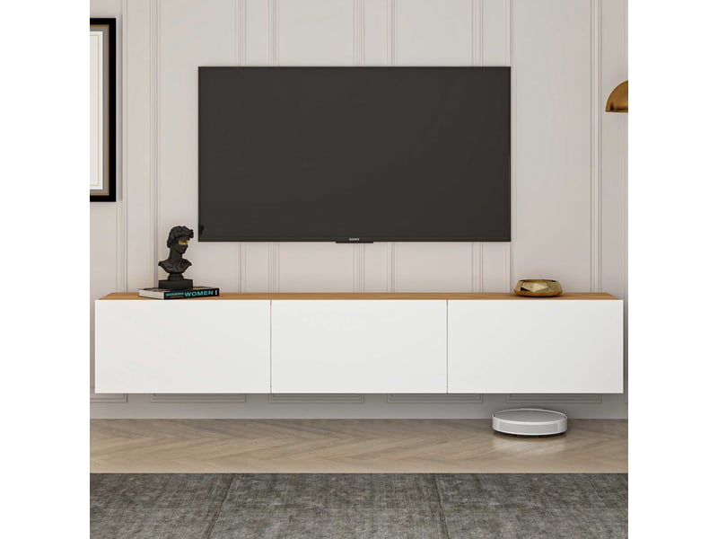  Meuble tv mural moderne 150 cm west - chêne 362ANT1155 - Conforama C
