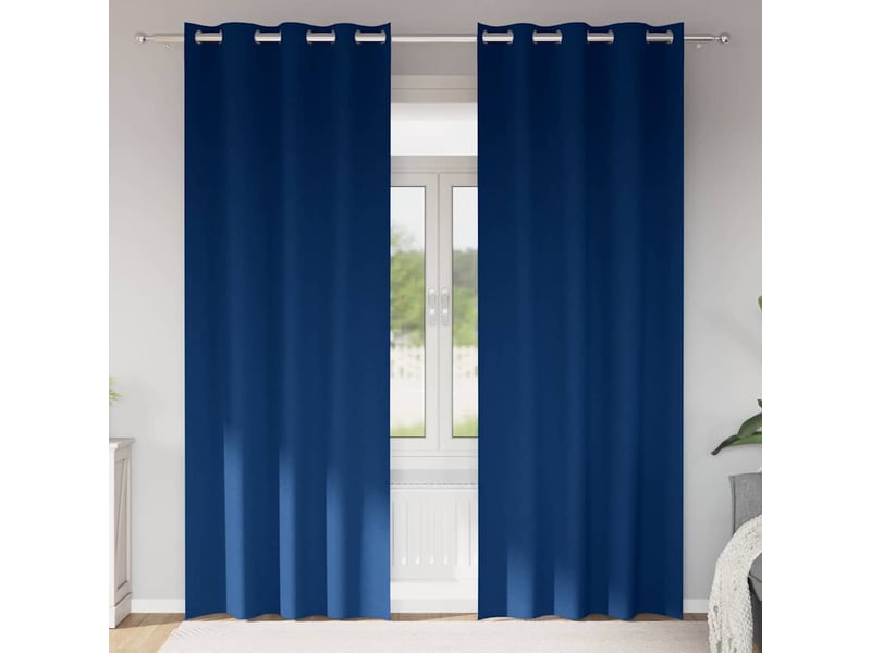  Lot de 2 rideaux occultants, rideaux black-out avec anneaux bleu foncé 245 x 140 cm cf44602  - Conforama B