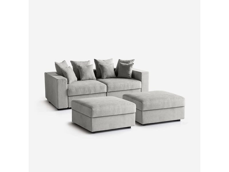  Canapé modulable déhoussable made in italy avec pouf et coussins cortina f - silver  - Conforama A