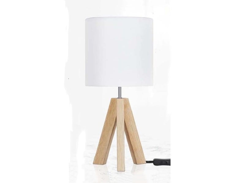  Lampe de table abat-jour en lin et socle en bois – h40cm  - Conforama A