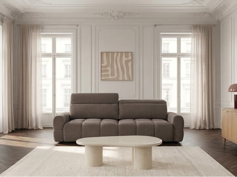 Bobochic canapé droit convertible électrique avance-recule mateo tissu chenille taupe MATEO - Conforama B