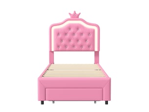 Lit avec rangement 90x200 cm DreamMespace coloris rose
