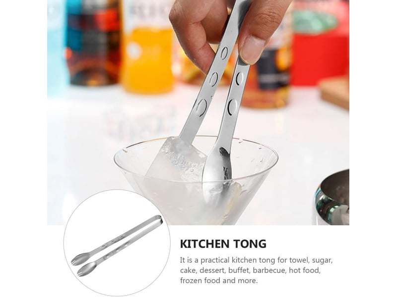  Lot de 2 pinces à glaçons et aliments en acier inoxydable 304 argenté et doré résistantes à la chaleur pour cocktails buffet barbecue et service NO Commercial reference - Conforama E