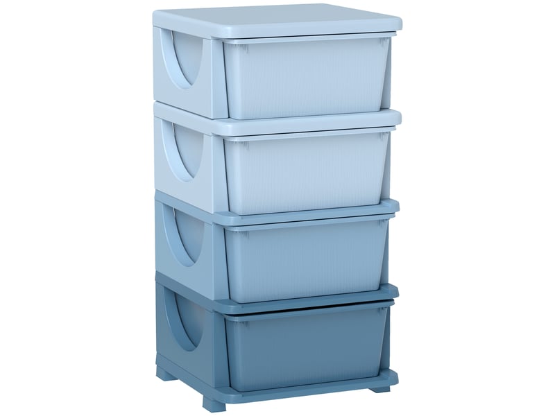  Tour de rangement pour enfants avec 4 tiroirs, pour enfants de 3 ans et plus, bords arrondis et poignées, 37 x 37 x 76 cm, bleue  - Conforama A