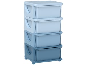 Tour de rangement pour enfants avec 4 tiroirs, pour enfants de 3 ans et plus, bords arrondis et poignées, 37 x 37 x 76 cm, bleue