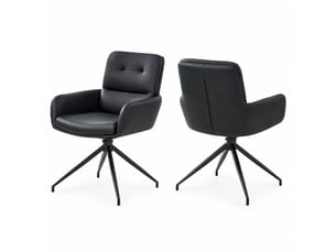 Lot de 2 chaises de salle à manger pivotantes noires en pu, rotation silencieuse à 360°