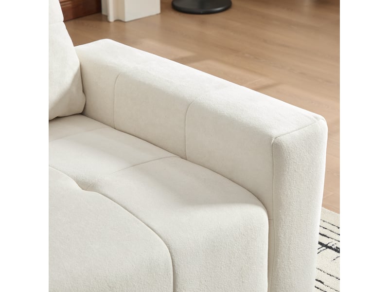 Canapé droit modulable 3 places en tissu blanc beige, dossier réglable et couchage d'appoint compact pour votre salon - Conforama D