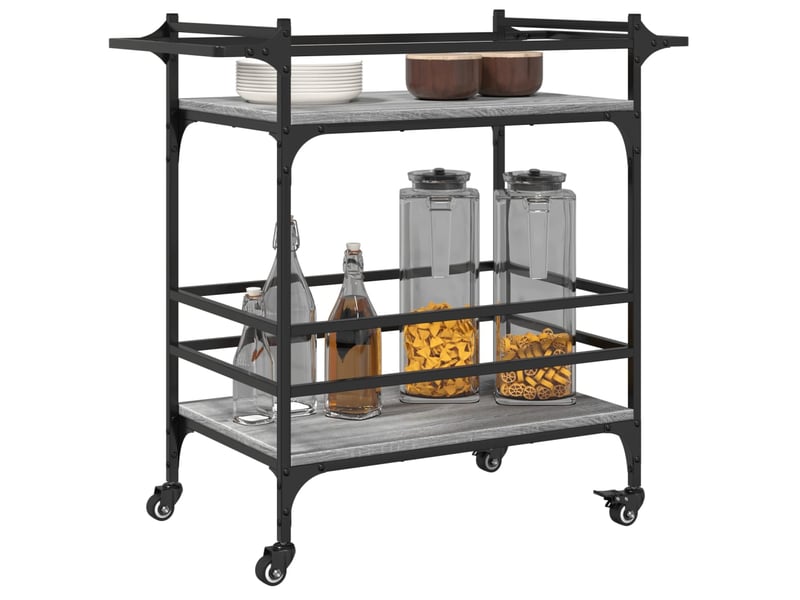  Desserte de cuisine, chariot de rangement sonoma gris 82x40x78,5 cm bois d'ingénierie  - Conforama E