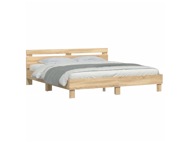 Lit double- lit adulte - cadre de lit avec led sans matelas chêne sonoma 200x200 cm - Conforama B