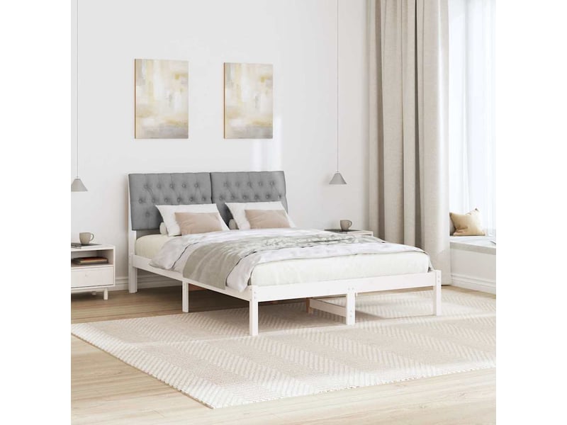  Lit double- lit adulte -  cadre de lit avec tête de lit rembourrée blanc 135 x 190 cm  - Conforama C