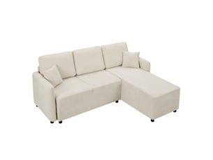 Canapé d'angle compressé droit fixe <strong>MODENVIE</strong> <strong></strong> 3 places Tissu beige clair