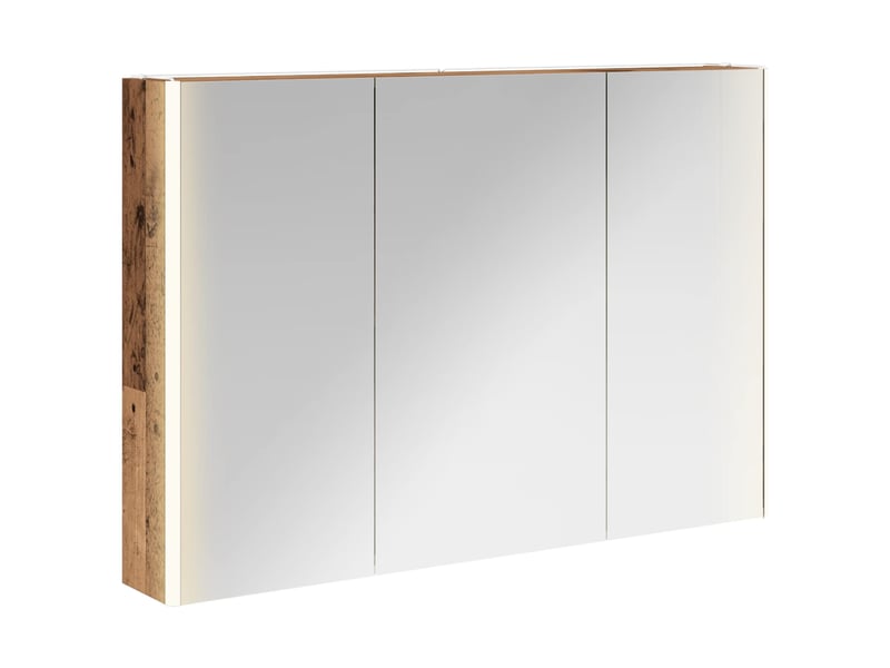 Armoire miroir salle de bain, meuble de rangement bois ancien shl2057 - Conforama A