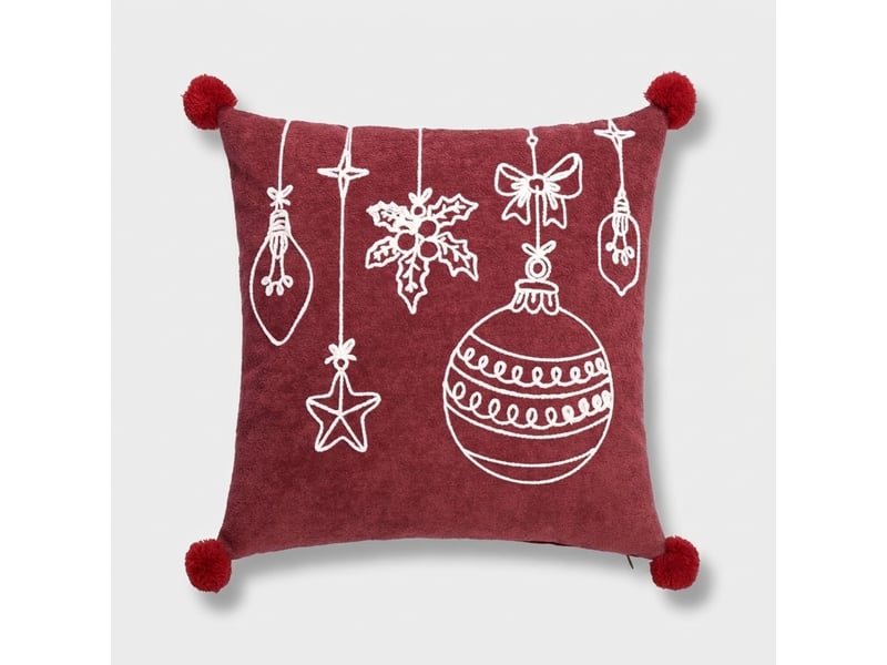  Coussin décoratif brodé déhoussable sylwen - rouge  - Conforama A