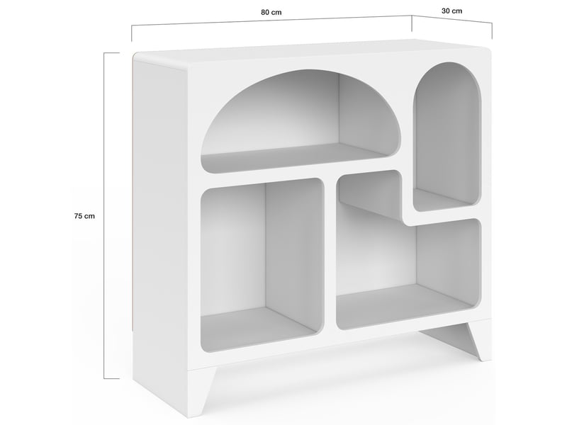  Buffet organique 80 cm alesia bois blanc meuble de rangement 4 niches  - Conforama E