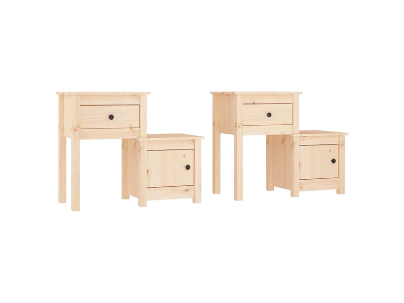  Lot de 2 tables de chevet - cabinet de chevet - table de nuit 79,5x38x65,5 cm bois de pin massif  - Conforama A