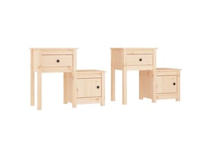Lot de 2 tables de chevet - cabinet de chevet - table de nuit 79,5x38x65,5 cm bois de pin massif