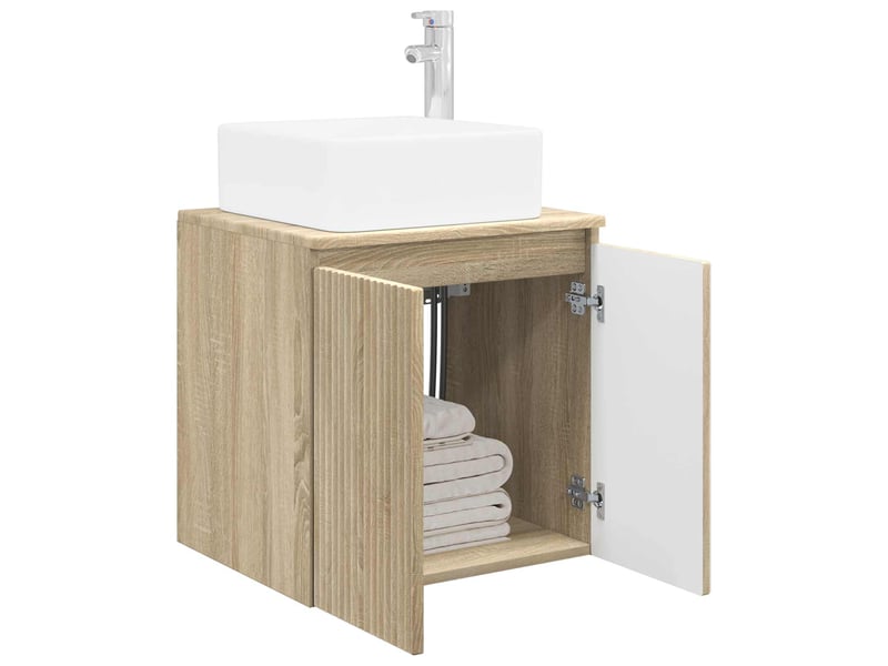  Vanité de lavabo mural, meuble de rangement chêne sonoma 49.5x41x63 cm shl8756  - Conforama C