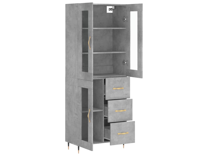  Buffet haut - bahut - meuble de rangement gris béton 69,5x34x180 cm bois d'ingénierie  - Conforama D