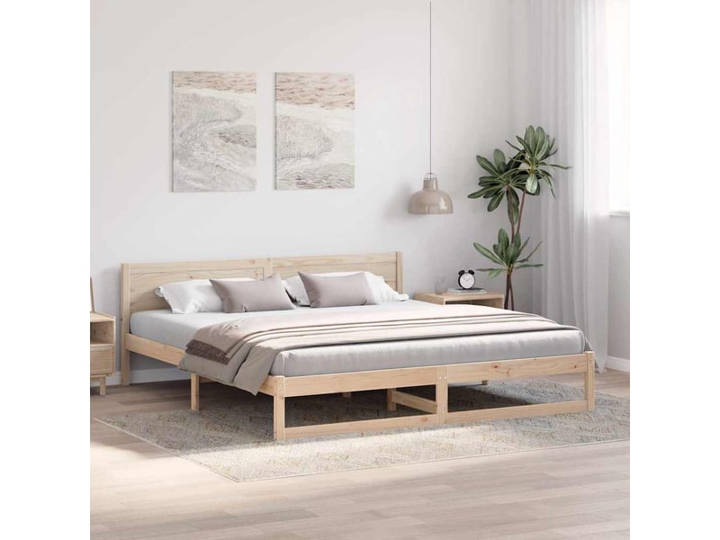 Lit double- lit adulte - cadre de lit avec tête de lit naturel 180 x 200 cm pin massif - Conforama B